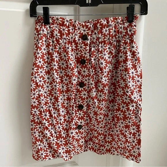 NWT Madewell Paperbag Button-Front Mini Skirt in Falling Daisies XXS - Picture 3 of 5